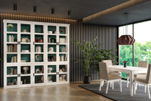 Estantería Modular | Mesa pata agujada de 160 estirable | Silla Donna | LIBROS 64/01 – COMEDORES