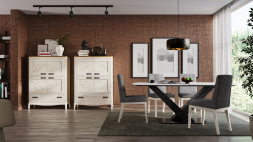Vajillero Quebec | Mesa Lanzarote 200 | Silla Donna | QUEBEC 65/01 – COMEDORES