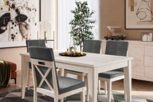 Mesa pata agujada de 160 estirable | Silla Frida | QUEBEC 69/02 – COMEDORES
